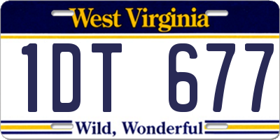 WV license plate 1DT677