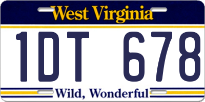 WV license plate 1DT678