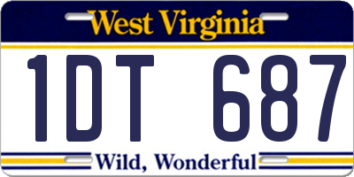 WV license plate 1DT687