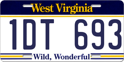 WV license plate 1DT693