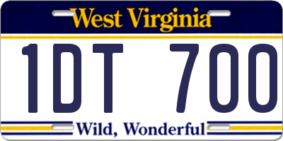 WV license plate 1DT700