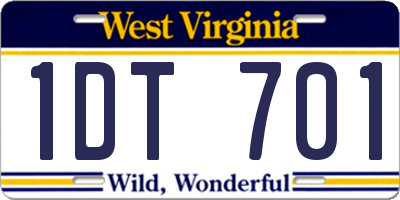 WV license plate 1DT701