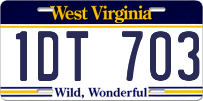 WV license plate 1DT703