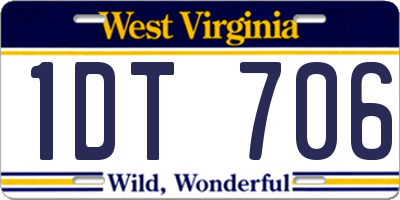 WV license plate 1DT706