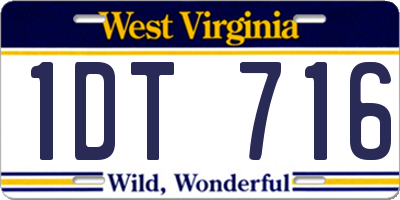 WV license plate 1DT716