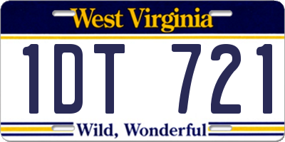 WV license plate 1DT721