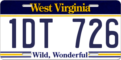 WV license plate 1DT726