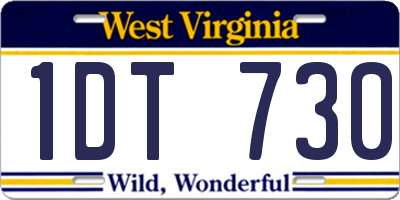 WV license plate 1DT730