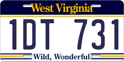 WV license plate 1DT731