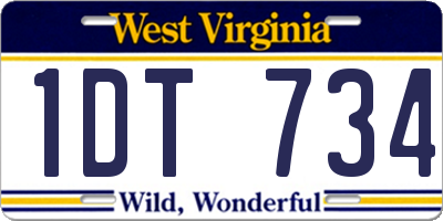 WV license plate 1DT734