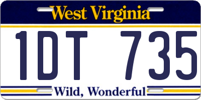 WV license plate 1DT735