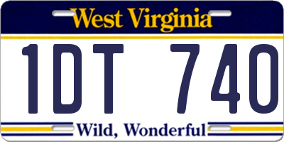 WV license plate 1DT740