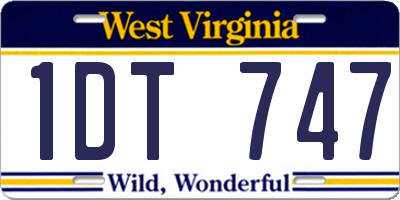 WV license plate 1DT747