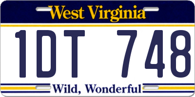 WV license plate 1DT748