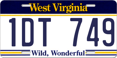 WV license plate 1DT749