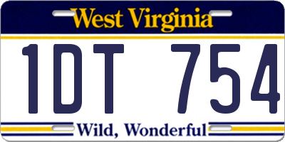 WV license plate 1DT754