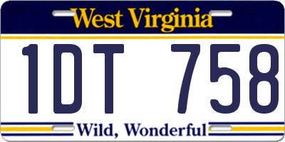 WV license plate 1DT758