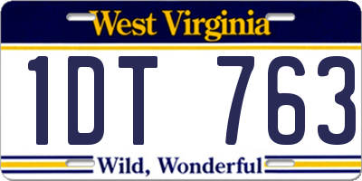 WV license plate 1DT763