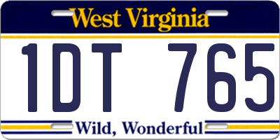 WV license plate 1DT765