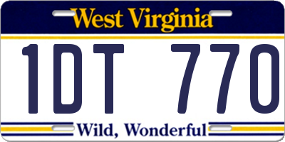 WV license plate 1DT770
