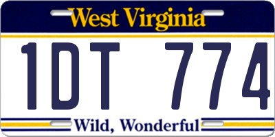 WV license plate 1DT774