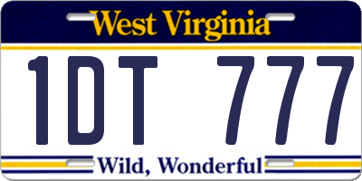 WV license plate 1DT777