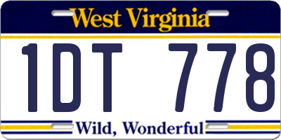 WV license plate 1DT778