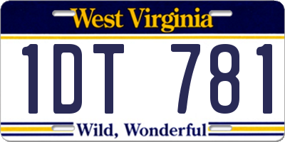 WV license plate 1DT781