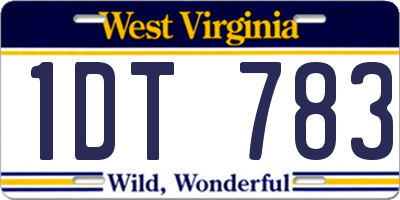 WV license plate 1DT783