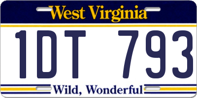 WV license plate 1DT793