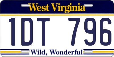 WV license plate 1DT796