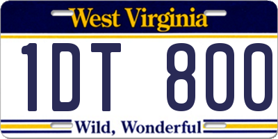 WV license plate 1DT800