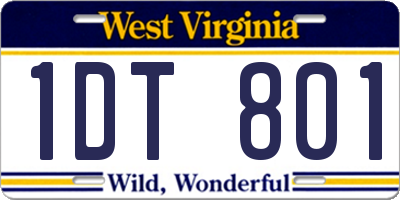 WV license plate 1DT801