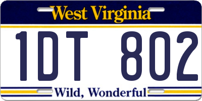 WV license plate 1DT802