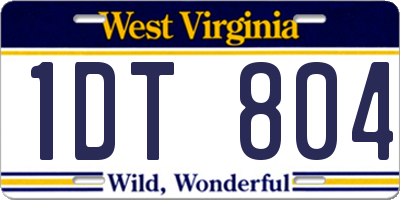WV license plate 1DT804