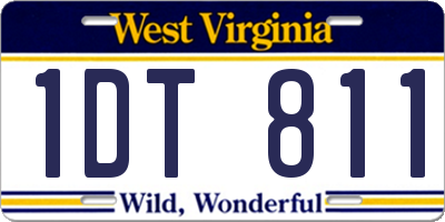 WV license plate 1DT811