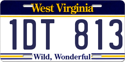 WV license plate 1DT813
