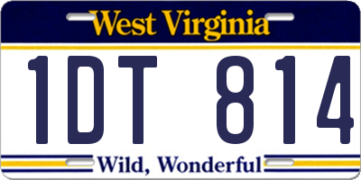 WV license plate 1DT814