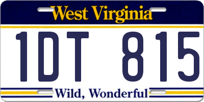 WV license plate 1DT815