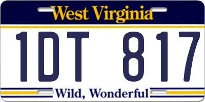 WV license plate 1DT817