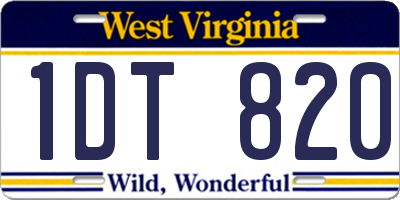 WV license plate 1DT820
