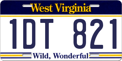WV license plate 1DT821