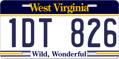WV license plate 1DT826