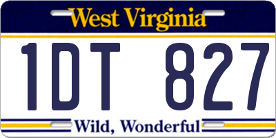 WV license plate 1DT827