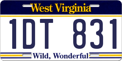 WV license plate 1DT831