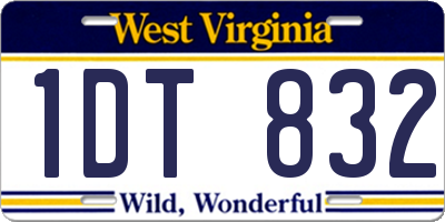 WV license plate 1DT832
