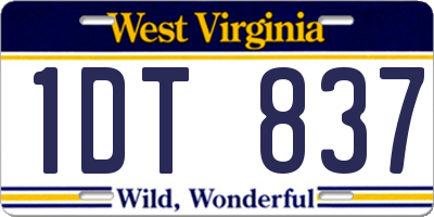 WV license plate 1DT837