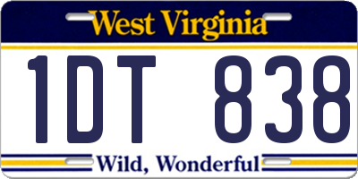 WV license plate 1DT838