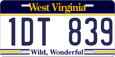WV license plate 1DT839