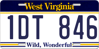 WV license plate 1DT846